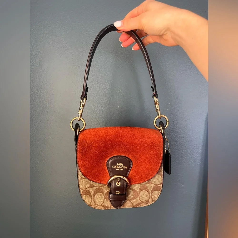 Coach Kleo compact crossbody suede and leather shoulder bag - Picture 8 of 12